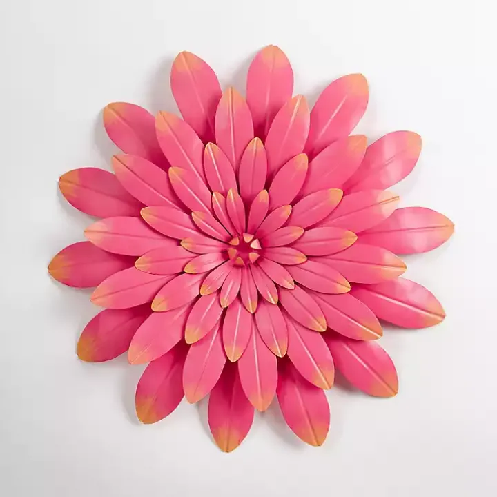 Pink Metal Flower Outdoor Wall Plaque