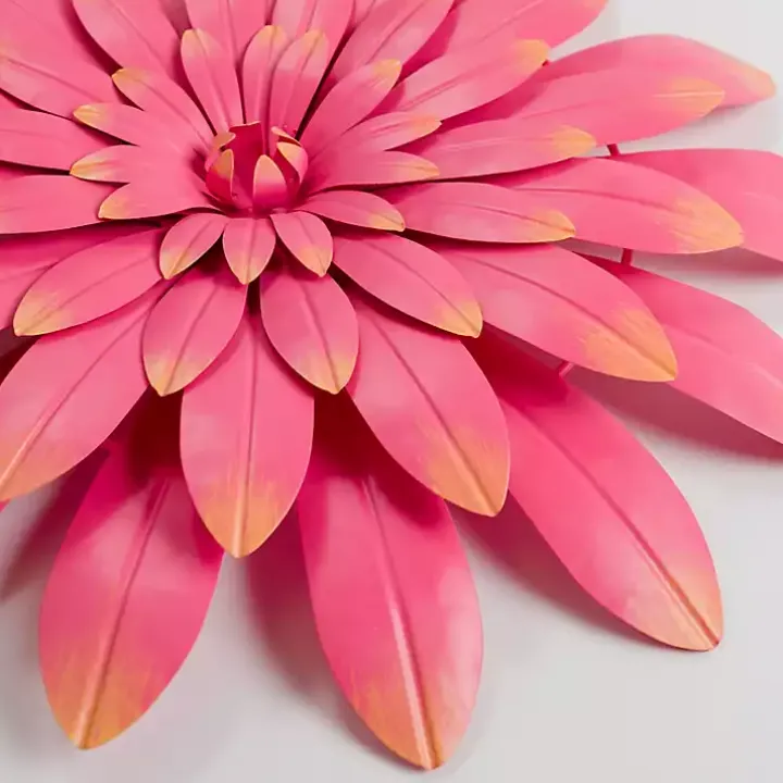 Pink Metal Flower Outdoor Wall Plaque