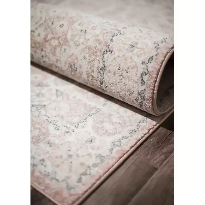 Pink Peony Medallion Area Rug, 5x7