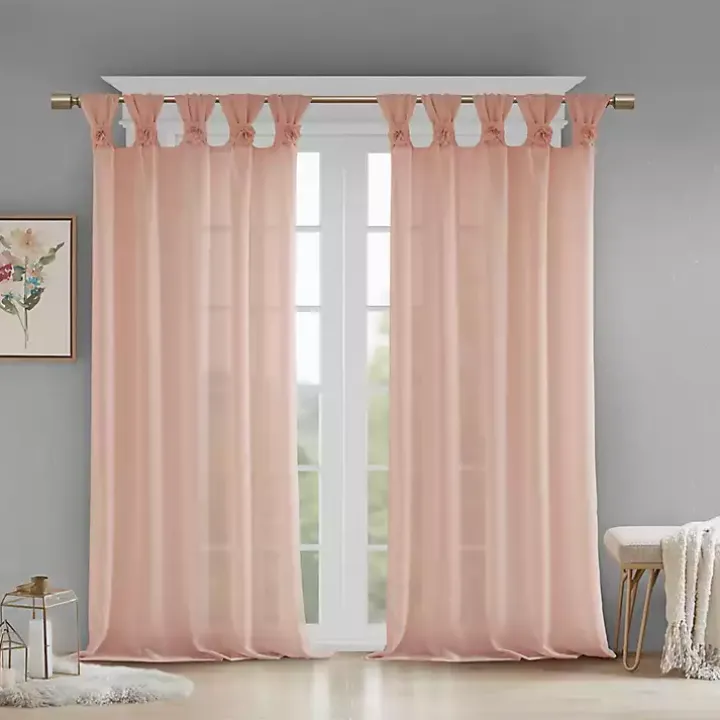 Pink Rosette Tab Top Curtain Panel, 63 in.