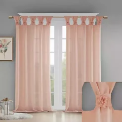 Pink Rosette Tab Top Curtain Panel, 63 in.