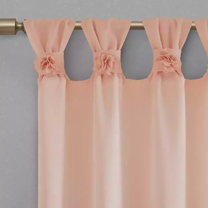 Pink Rosette Tab Top Curtain Panel, 63 in.