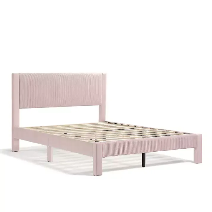 Pink Upholstered Dalia Queen Platform Bed