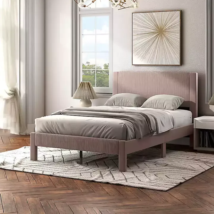 Pink Upholstered Dalia Queen Platform Bed