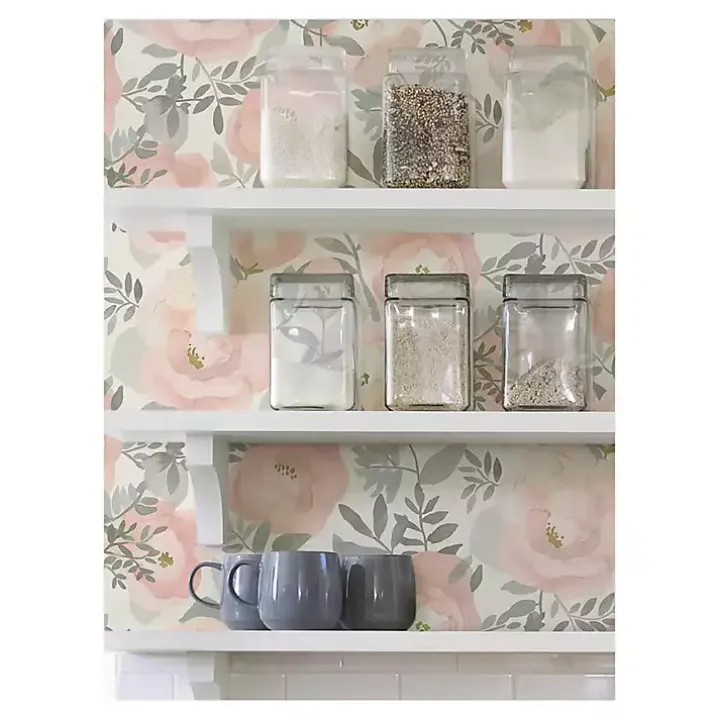 Pink Watercolor Roses Peel & Stick Wallpaper