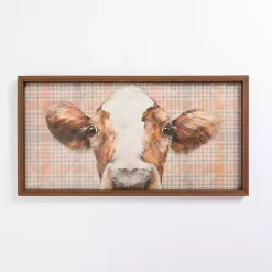 Plaid Cow Close-Up Framed Art Print