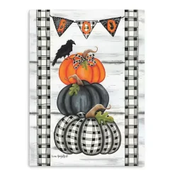 Plaid Stacked Pumpkins Canvas Art Print, 18x24