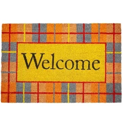 Plaid Welcome Fall Coir Doormat