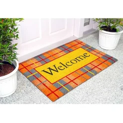 Plaid Welcome Fall Coir Doormat