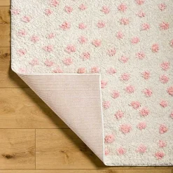 Plush Pink Dotted Area Rug, 5x7