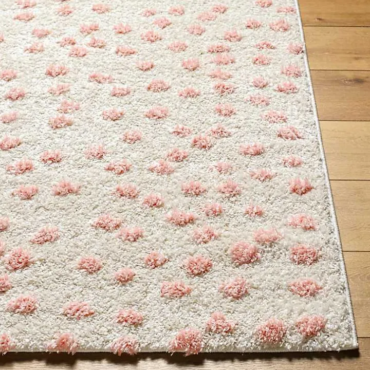 Plush Pink Dotted Area Rug, 5x7
