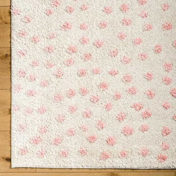 Plush Pink Dotted Area Rug, 5x7