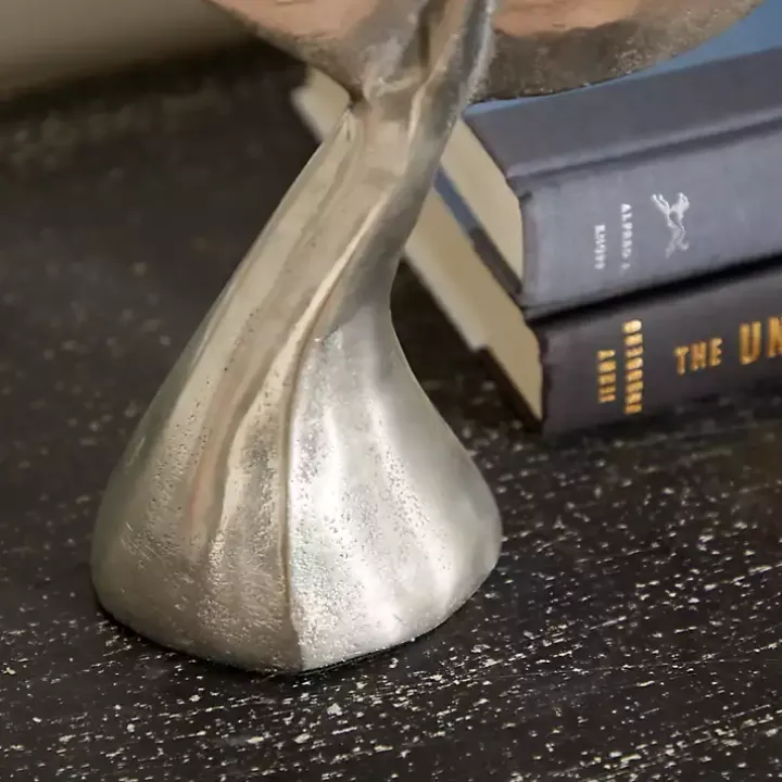 Polished Silver Whale Fin 2-pc. Figurine Set