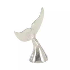 Polished Silver Whale Fin 2-pc. Figurine Set