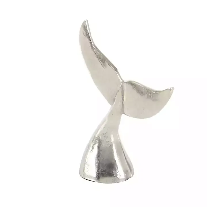 Polished Silver Whale Fin 2-pc. Figurine Set