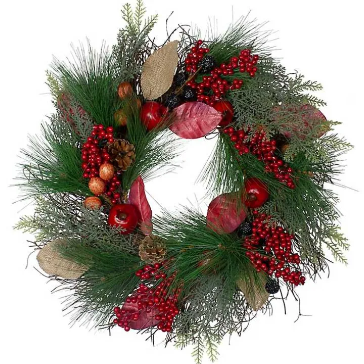 Pomegranate Berry Burlap Harvest Wreath