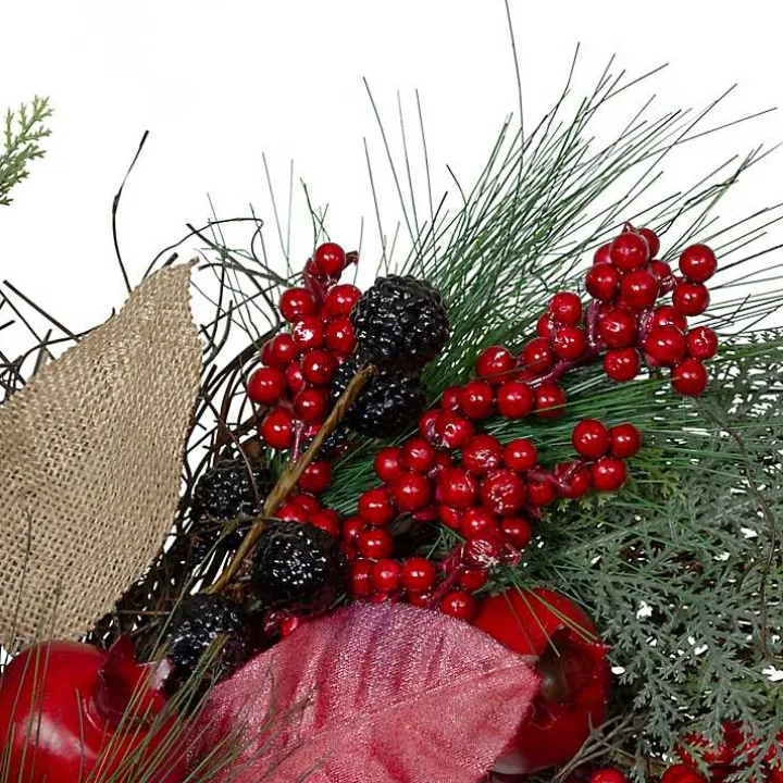 Pomegranate Berry Burlap Harvest Wreath