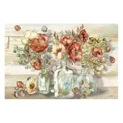 Poppies and Eucalyptus Canvas Art Print, 48x32 in.