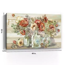 Poppies and Eucalyptus Canvas Art Print, 48x32 in.