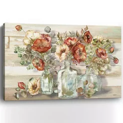 Poppies and Eucalyptus Canvas Art Print, 60x40 in.