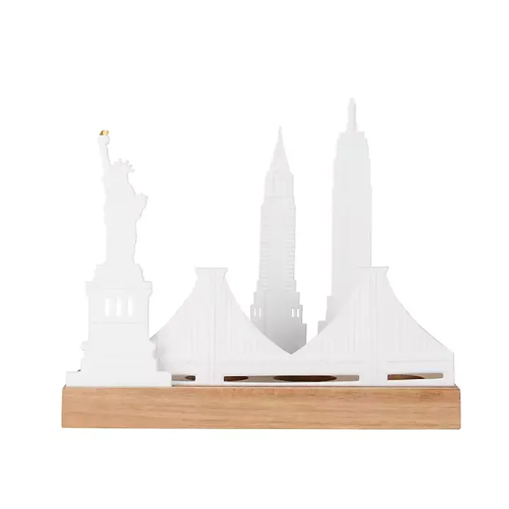 Porcelain and Wood NYC Tealight Candle Holder