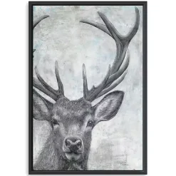Portrait of a Deer Framed Giclee Canvas Art Print