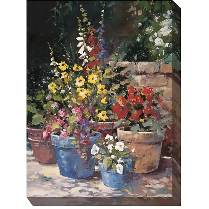 Potted Flowers Outdoor Canvas Art Print