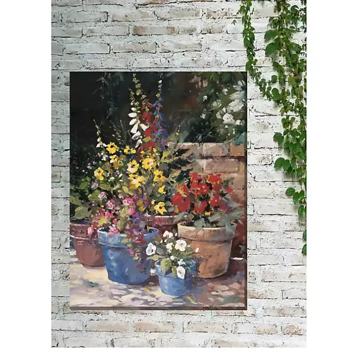 Potted Flowers Outdoor Canvas Art Print