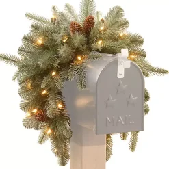 Pre-Lit Arctic Spruce and Pine Cones Mailbox Swag