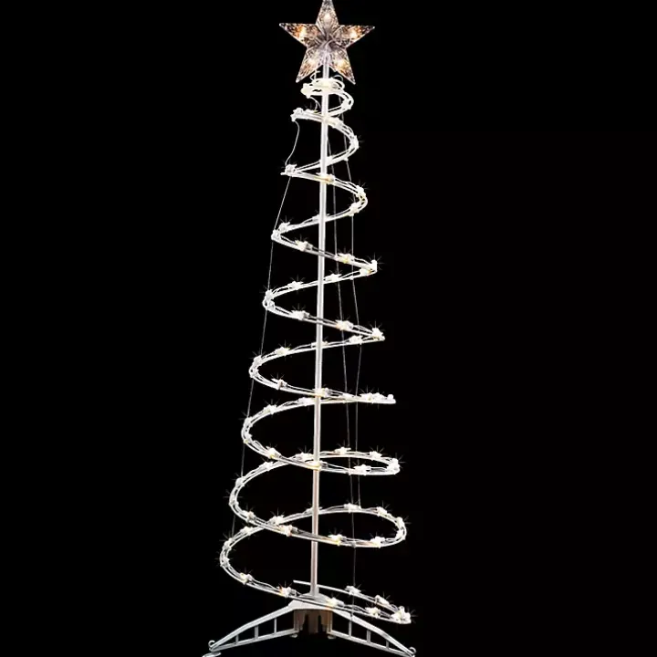 Pre-Lit Clear White Spiral Tree, 4 ft.