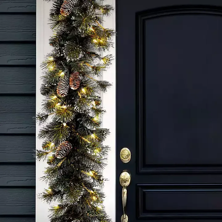 Pre-Lit Glittery Pine Christmas Garland, 9 ft.