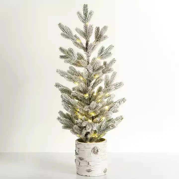 Pre-Lit Mini Iced Birch Potted Christmas Tree