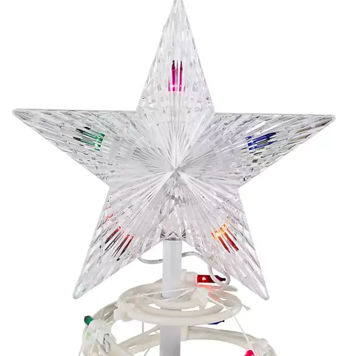 Pre-Lit Multicolor White Spiral Trees, Set of 3