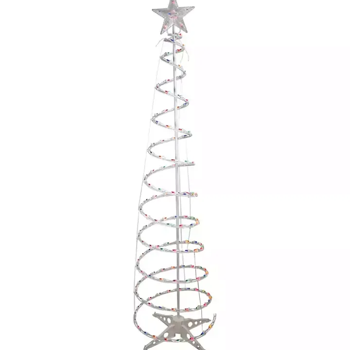 Pre-Lit Multicolor White Spiral Tree, 6 ft.