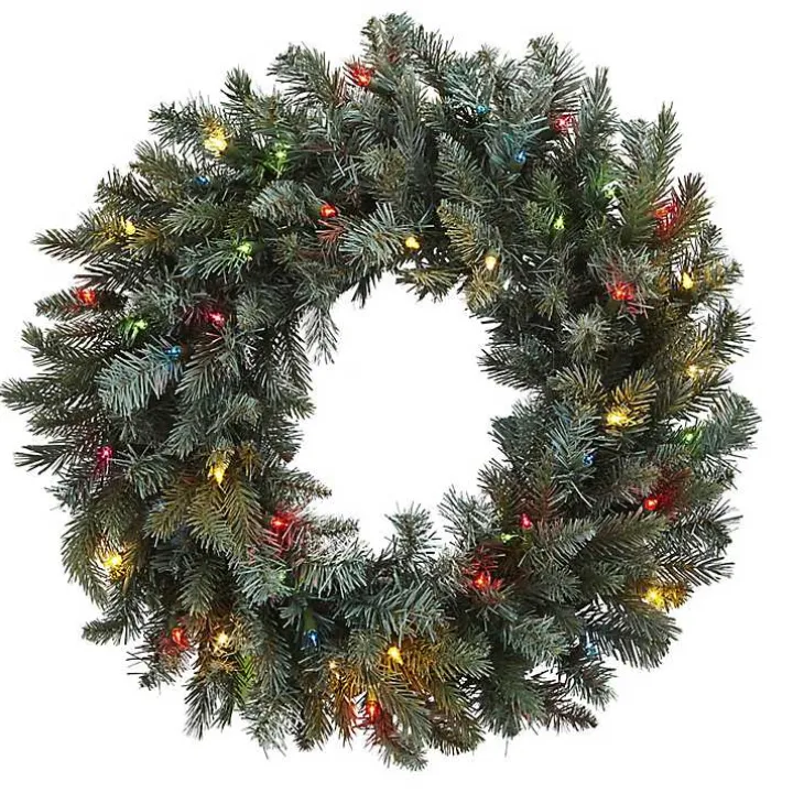 Pre-Lit Multicolored Pine Branch Wreath