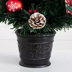 Pre-Lit Plaid Bow Christmas Tree Arrangement