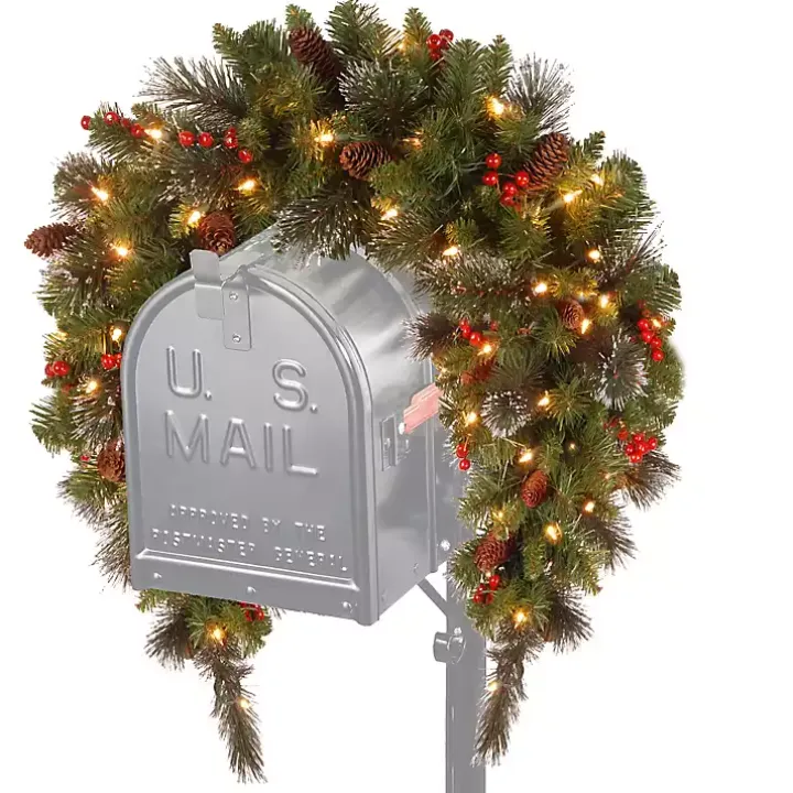 Pre-Lit Spruce and Berries Mailbox Swag