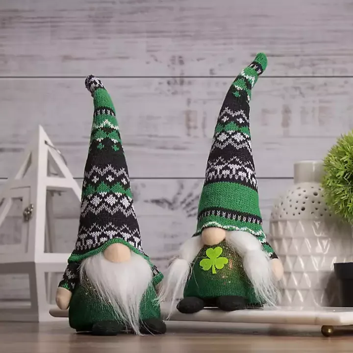 Pre-Lit St. Patrick's Day Girl Gnome Figurine