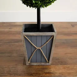 Pre-Lit Triple Boxwood Topiary in Planter, 4 ft.