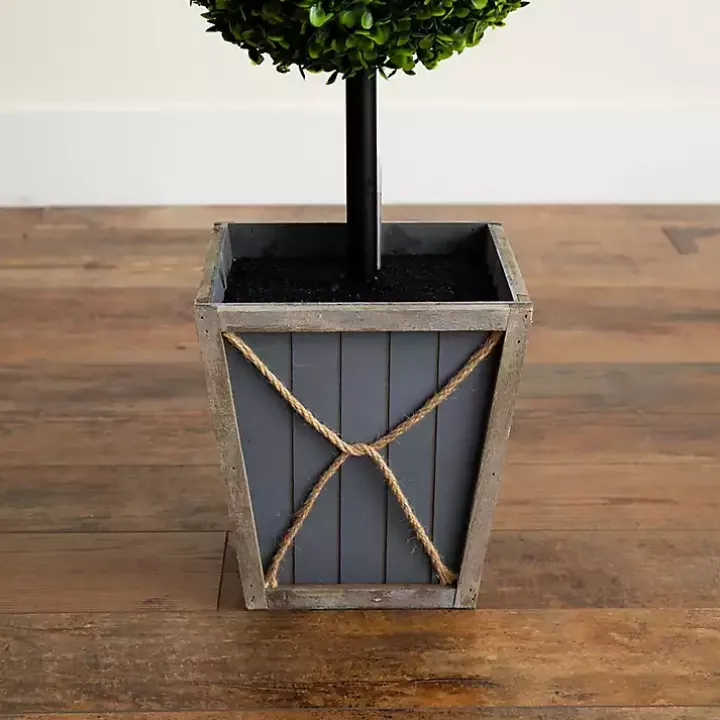Pre-Lit Triple Boxwood Topiary in Planter, 4 ft.
