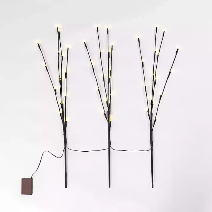 Pre-Lit Twig Branch Stems, Set of 3