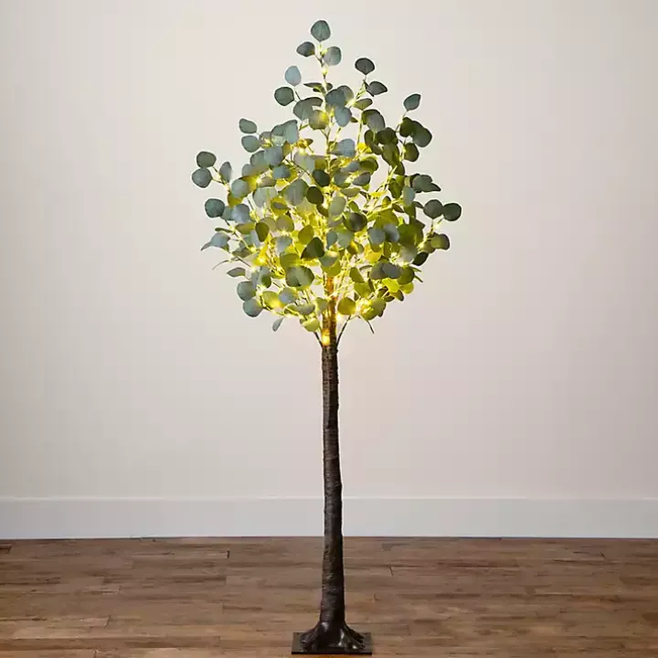 Pre-Lit Warm LED Eucalyptus Plant, 5 ft.