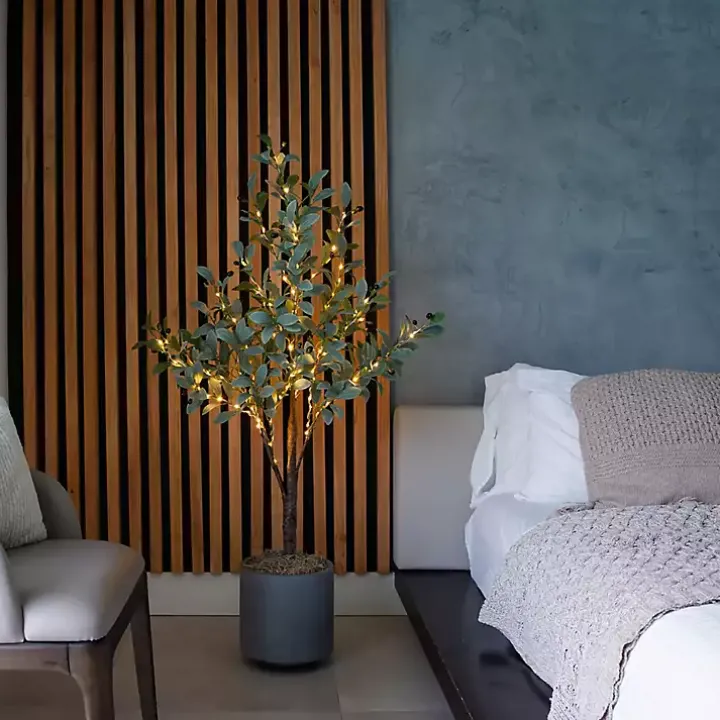 Pre-Lit Warm LED Olive Tree, 4 ft.