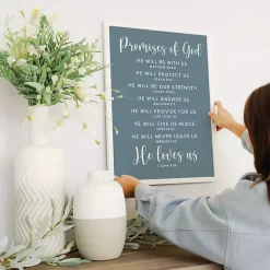 Promises of God Blue Wood Wall Plaque