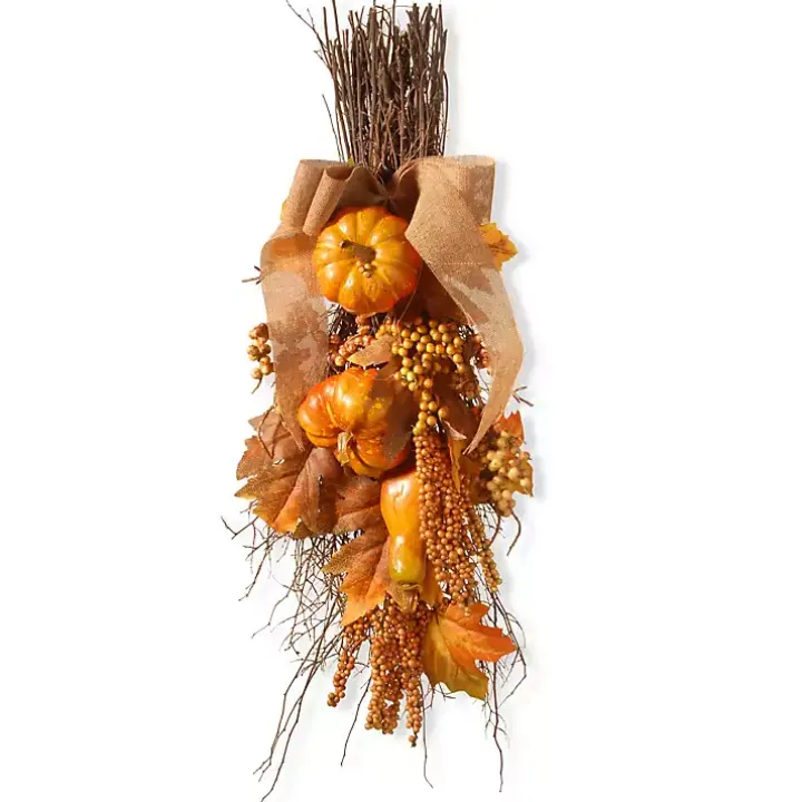 Pumpkin Berry Burlap Bundle Teardrop Swag