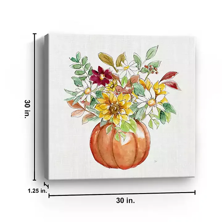 Pumpkin Fall Bouquet Canvas Art Print, 30x30