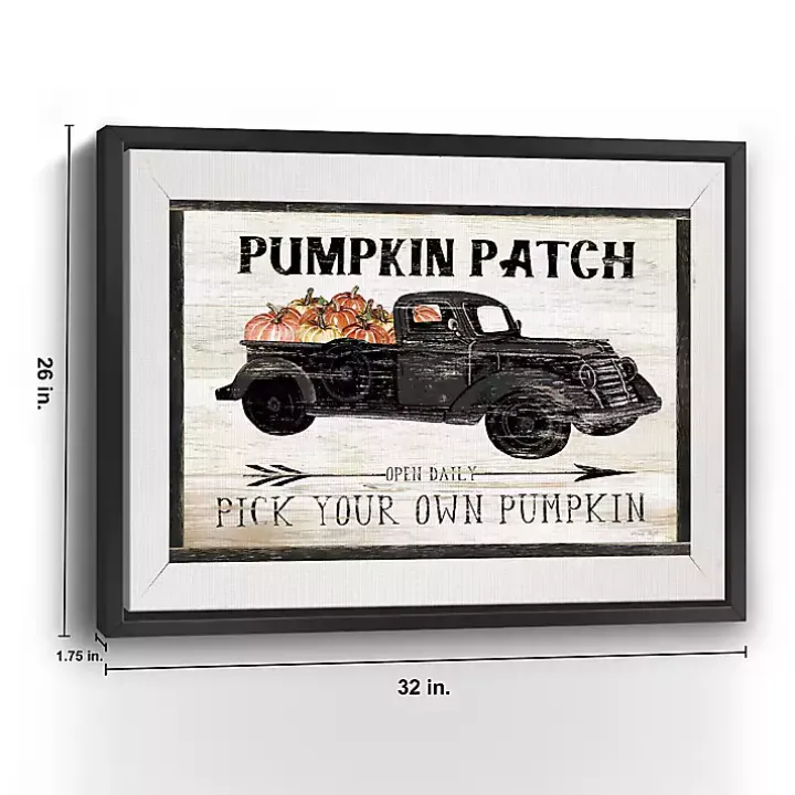 Pumpkin Patch Black Truck Giclee Canvas Art Print