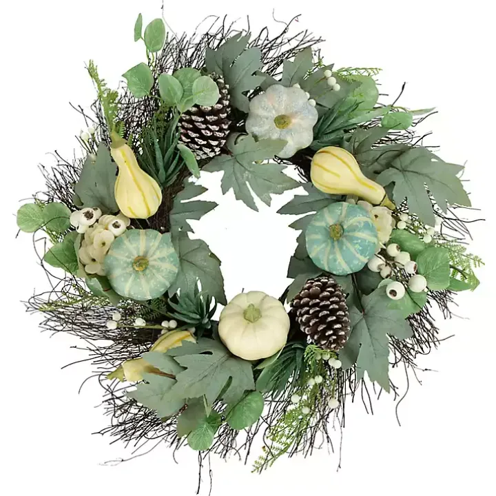 Pumpkins and Greenery Mix Wreath