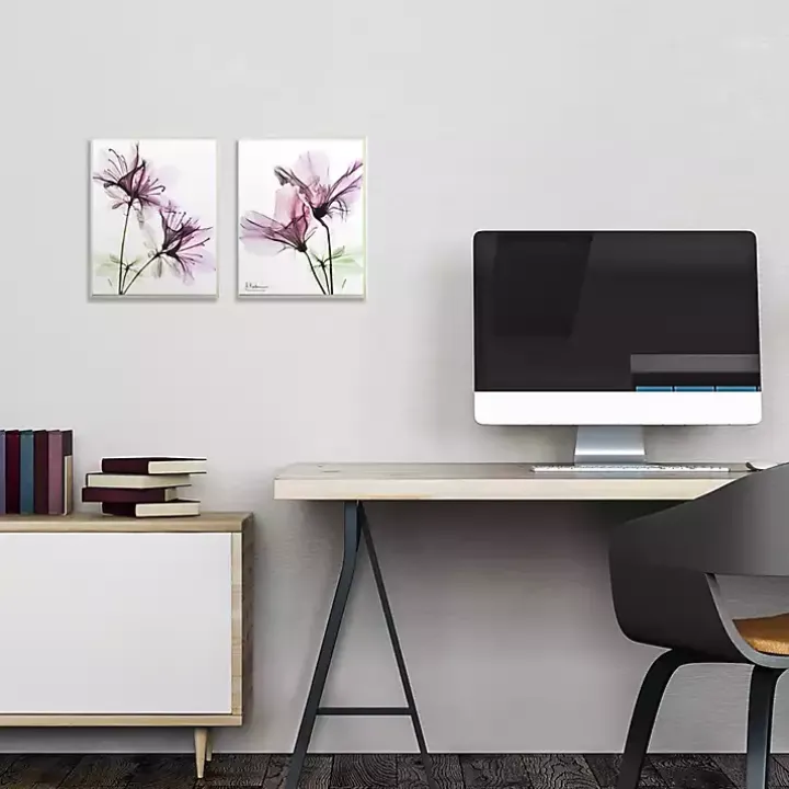 Purple Blooms Framed Canvas Art Prints, Set of 2