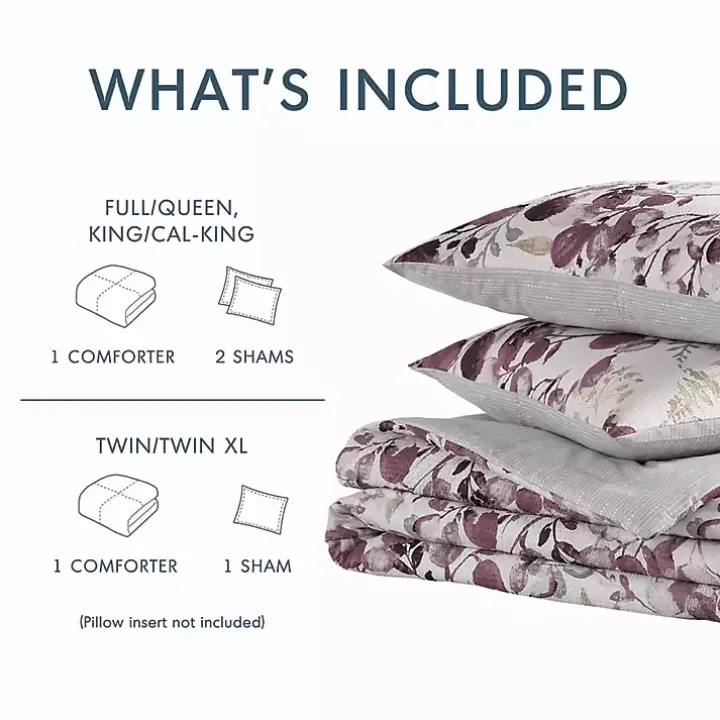 Purple Botanical 3-pc. Full/Queen Comforter Set